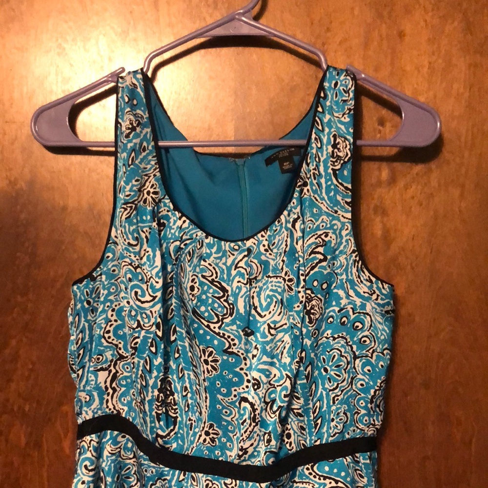 Ann Taylor Blue Sleeveless A-Line Midi Dress